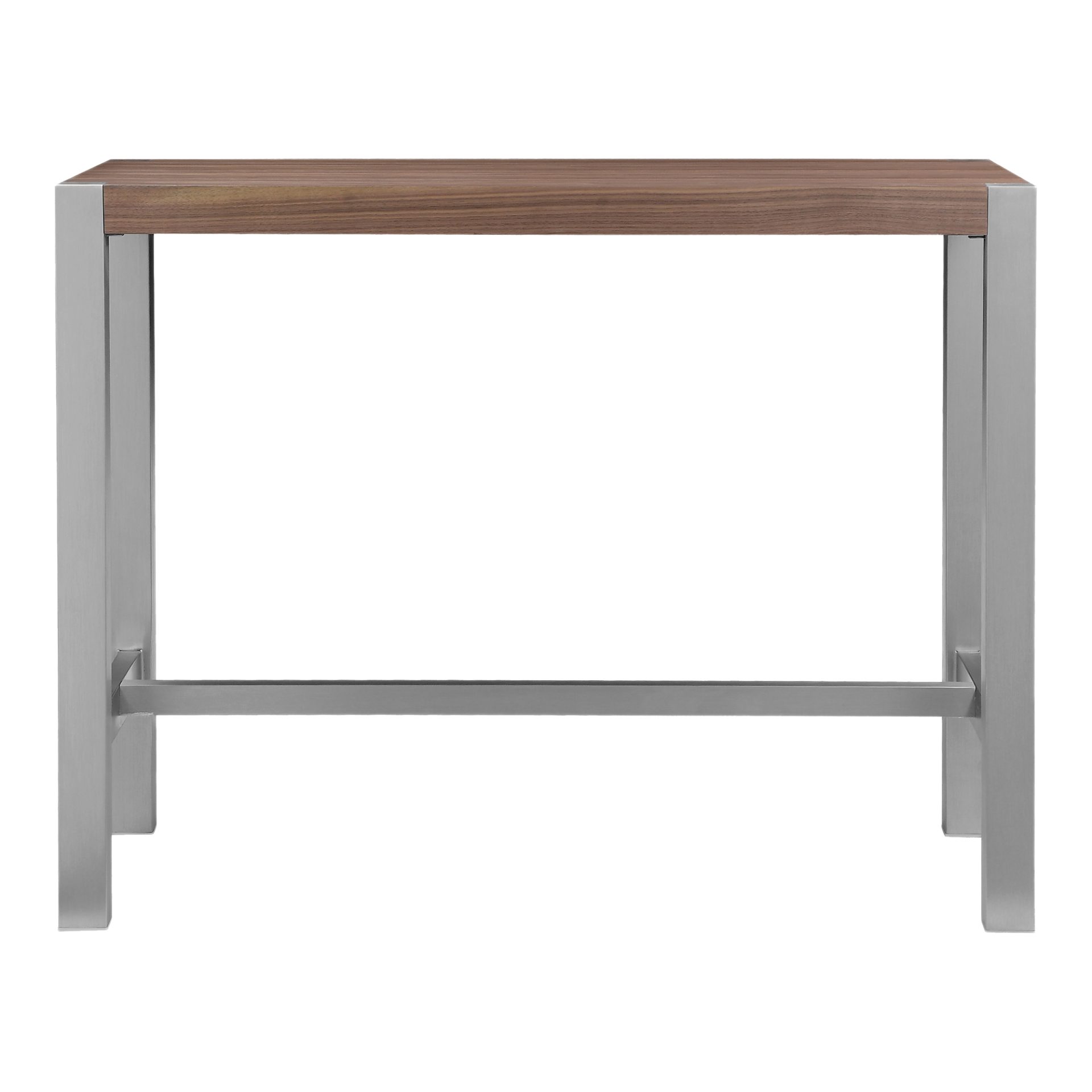 Compliment small spaces with the Riva Bar Table. The minimalist modern look of this table matches well with contemporary modern spaces. The tabletop's high-quality walnut veneer gives it a durable long-lasting finish.