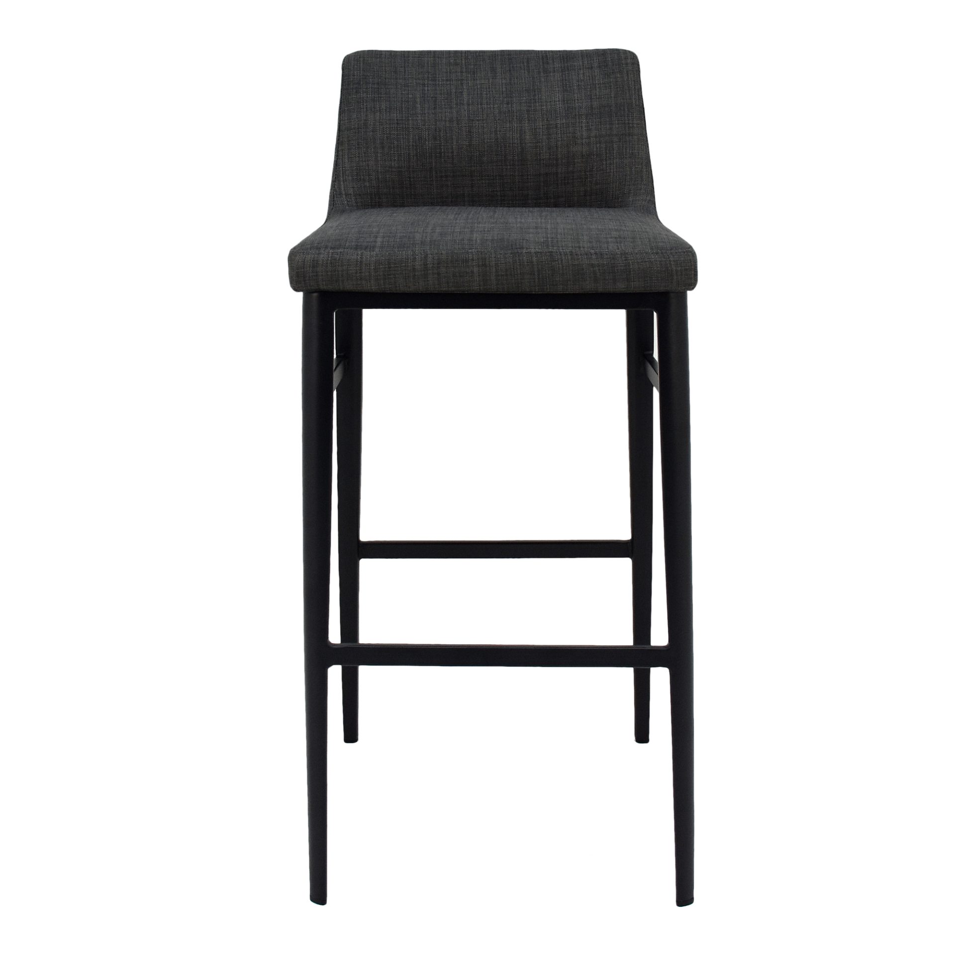 The low-backed profile of the Baron Barstool gives a stylish and compact aesthetic. The charcoal-grey mix upholstery adds texture and sophistication to your dining or kitchen space.