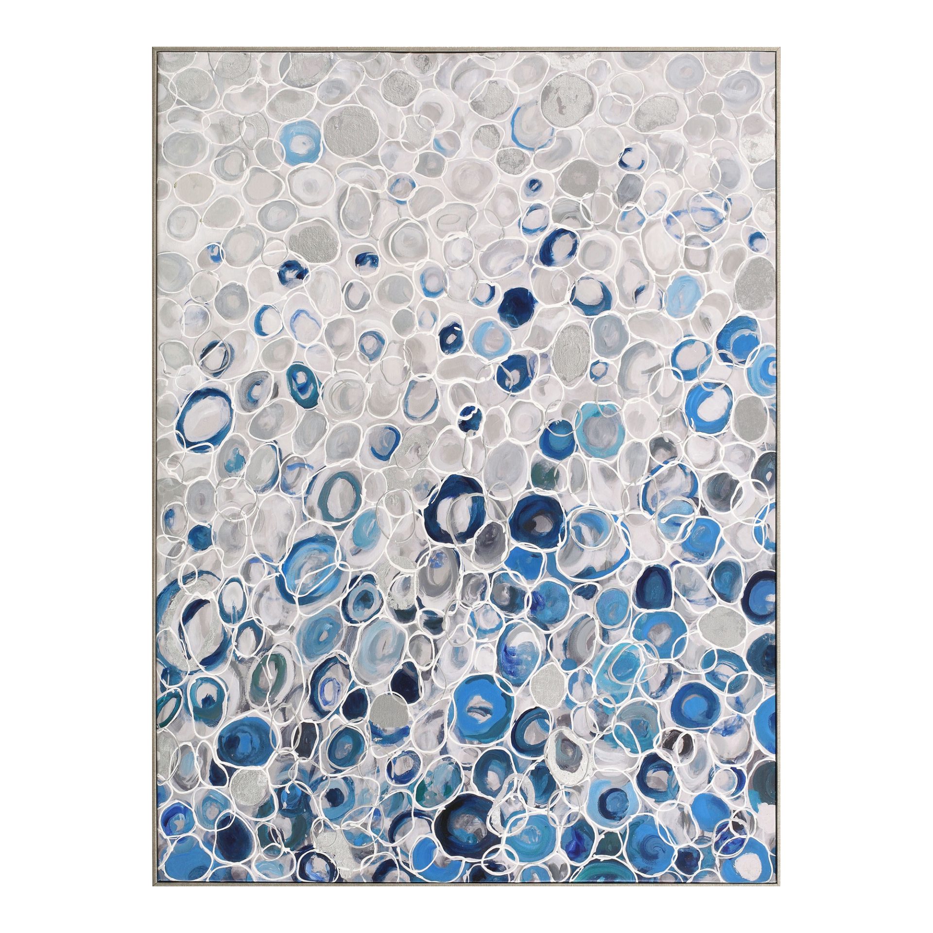 An abstract in tones of blue and white will give your room a relaxed