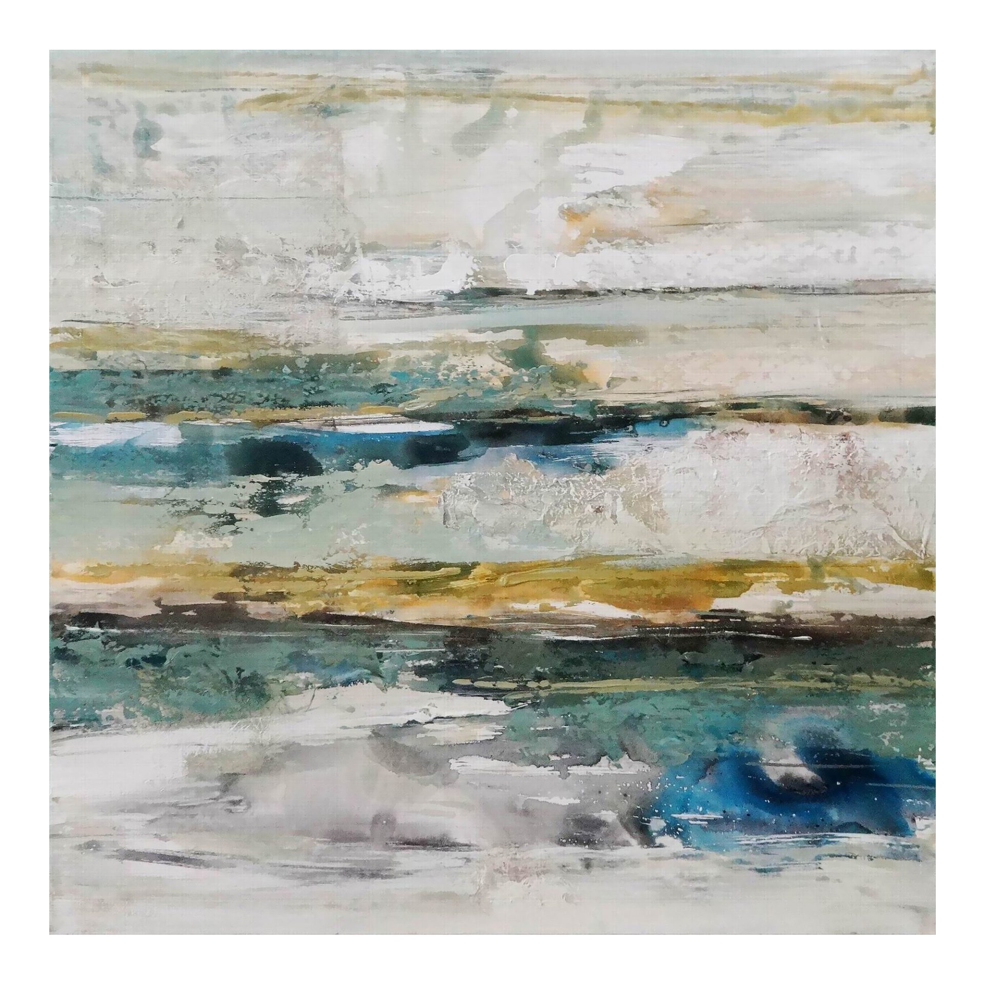 Add a designer look to your home with this acrylic on canvas painting. Vibrant blue