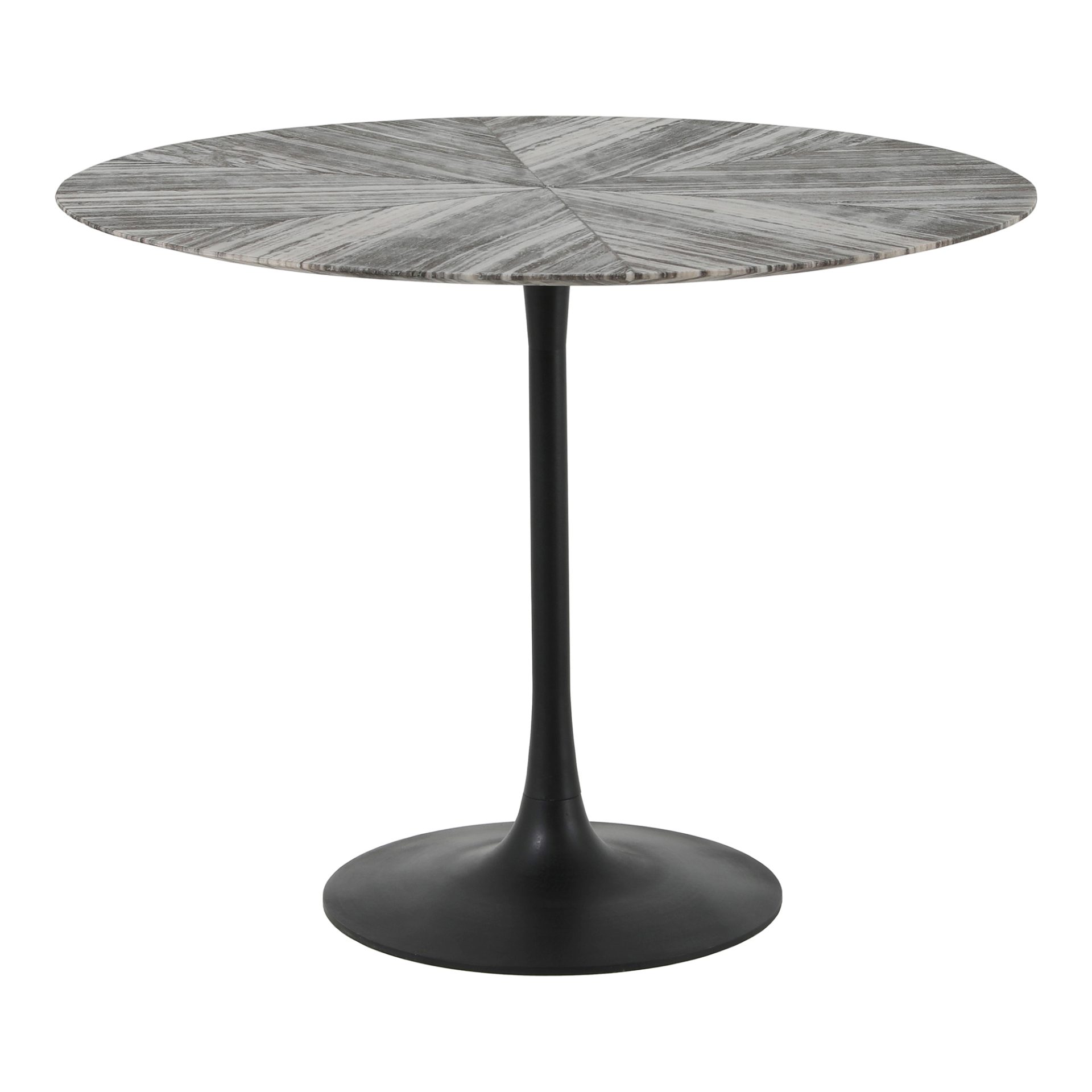It's all about the details. The Nyles Dining Table's marble table top is complemented by an iron pedestal base. A classic design