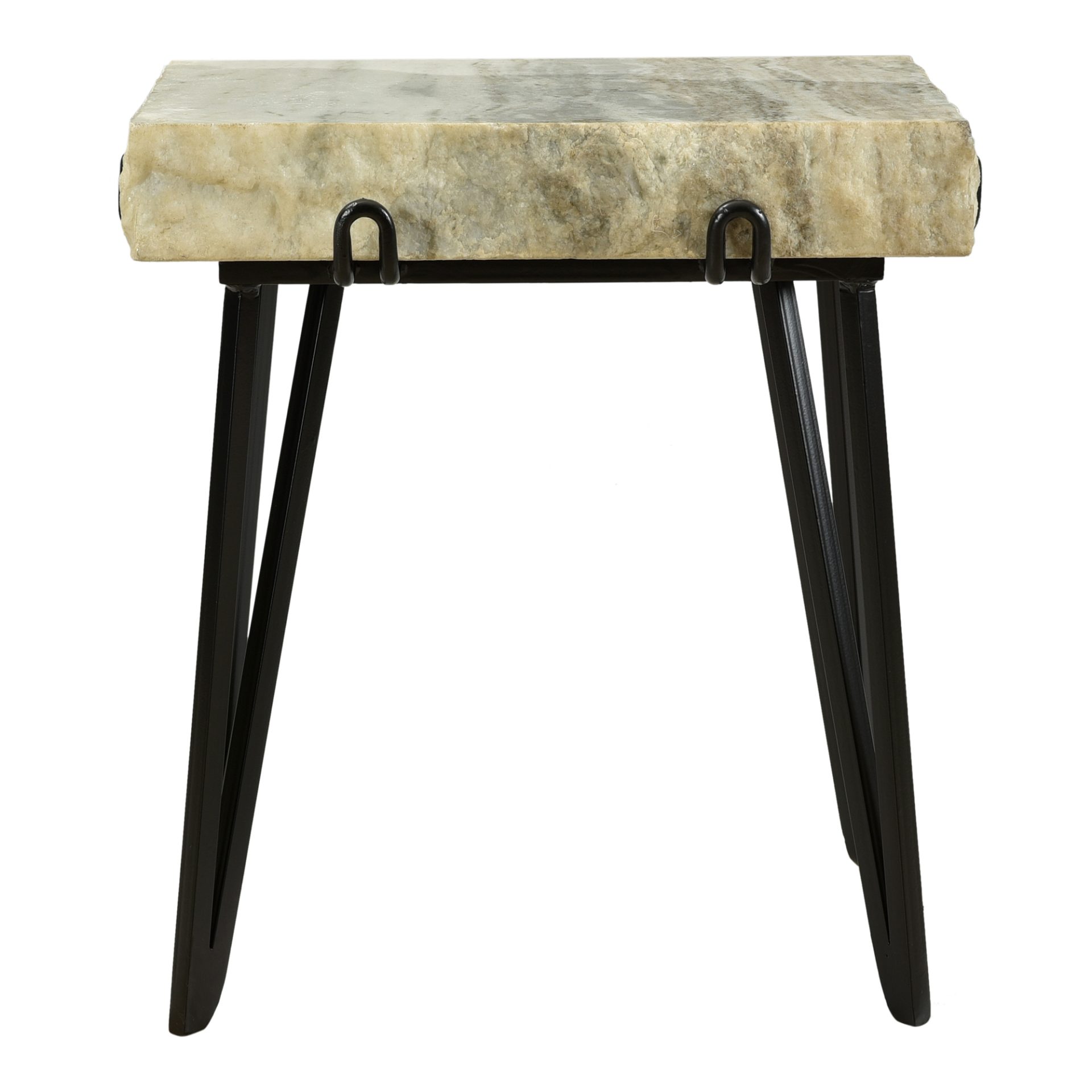 The Alpert accent table is anything but meek. Exposing the rough texture of its natural marble stone celebrates its raw beauty