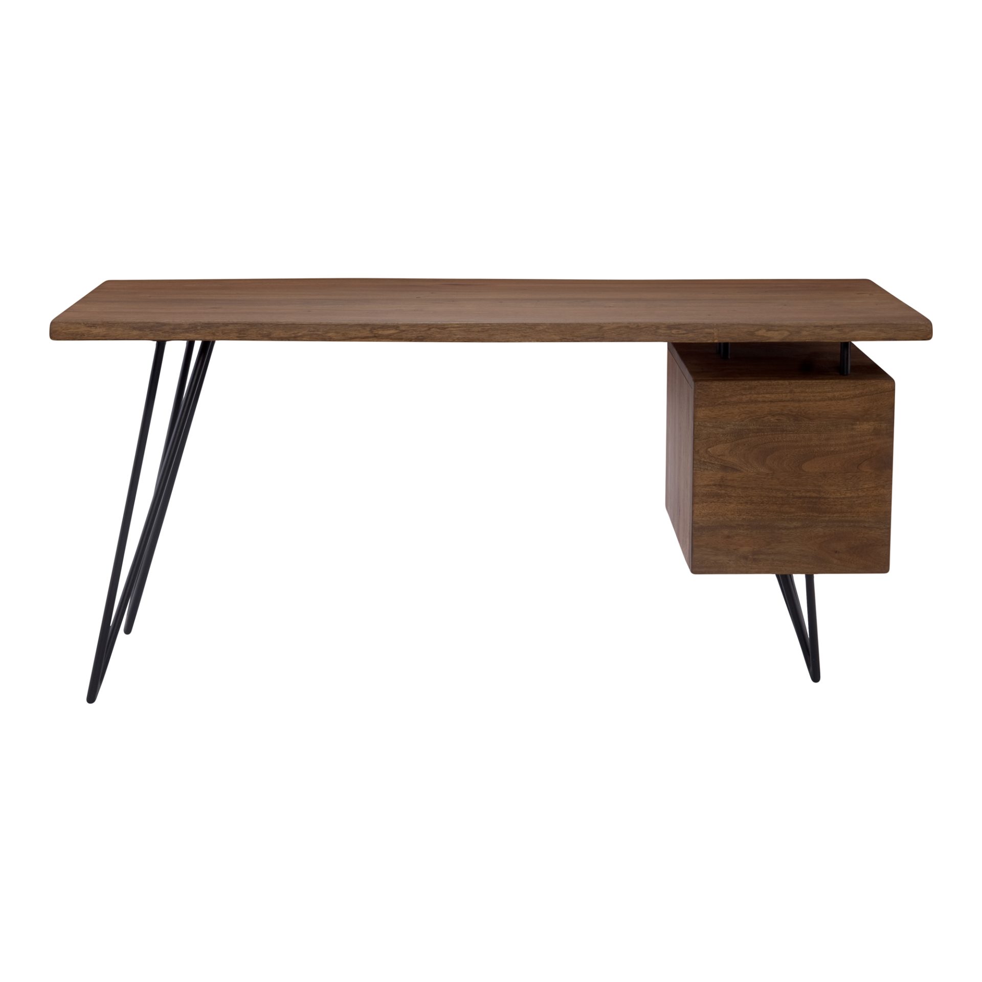 The live edge of high-quality acacia wood makes the Nailed Desk a beautiful addition to your office design plan. Its large tabletop displays the natural variances in wood grain and knots that make each desk unique. Iron hairpin legs accompany the mid-century modern design
