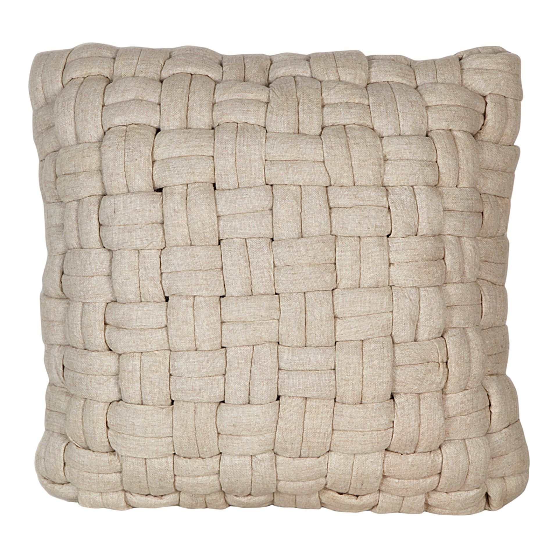 Snuggle up with the Bronya wool pillow. Its over-sized cable-knit look is constructed from pashmina wool making it soft and comfortable to hug while watching a movie. Polyfill insert included.