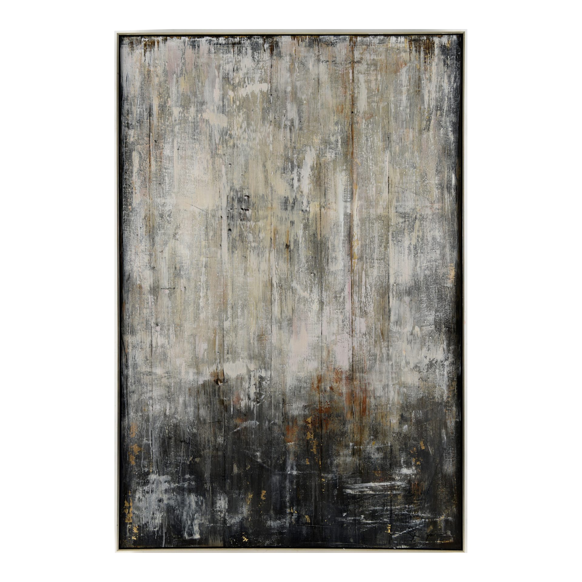 The Descent Wall Décor is a brooding piece of abstract artwork. Perfect for balancing out a groomed room or for adding texture to a subdued design. This towering painting is sure to turn heads.