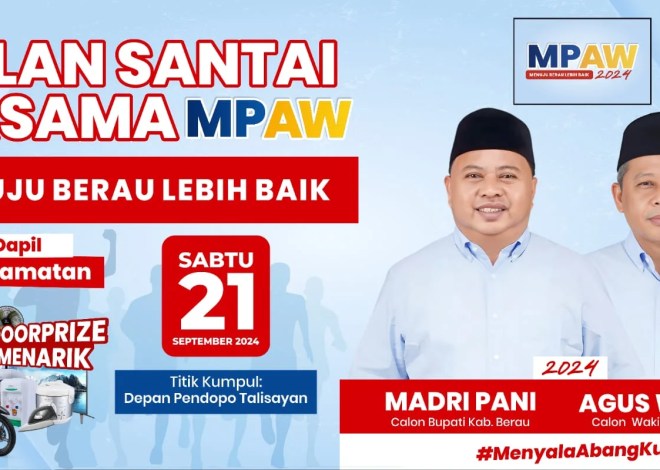 Siapkan Hadiah Motor, Dan Berbagai Hadiah Menarik Lainnya Serta Ratusan Hadiah Doorprise, Gelar Jalan Santai Bersama MP – AW Di Jalan Pemuda, 4 Dapil Di 5 Kecamatan Hingga Hiburan Rakyat Untuk Masyarakat.
