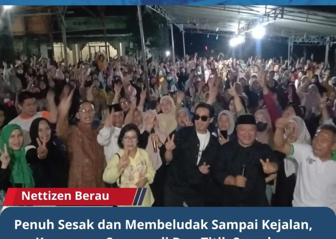 Penuh Sesak dan Membeludak Sampai Kejalan, Kampanye Sragam di Dua Titik Semalam dipenuhi Ribuan Simpatisan dan Warga.