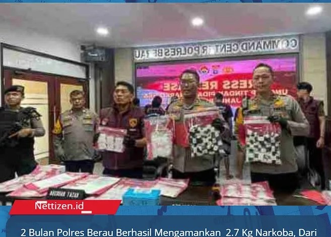 2 Bulan Polres Berau Berhasil Mengamankan 2.7 Kg Narkoba, Dari 24 Kasus Narkotika, 26 Tersangka Diamankan