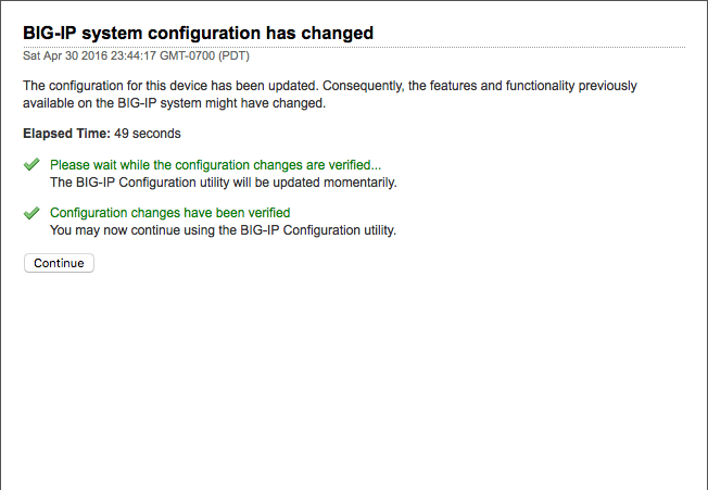 system configuration continue