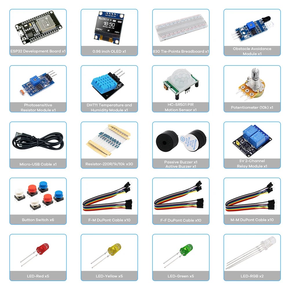 Electronics Components Basic Starter Kit for ESP32 ESP-32S WIFI with Storage Box Learning Basic Starter Kit Photoresistor Module - Image 2