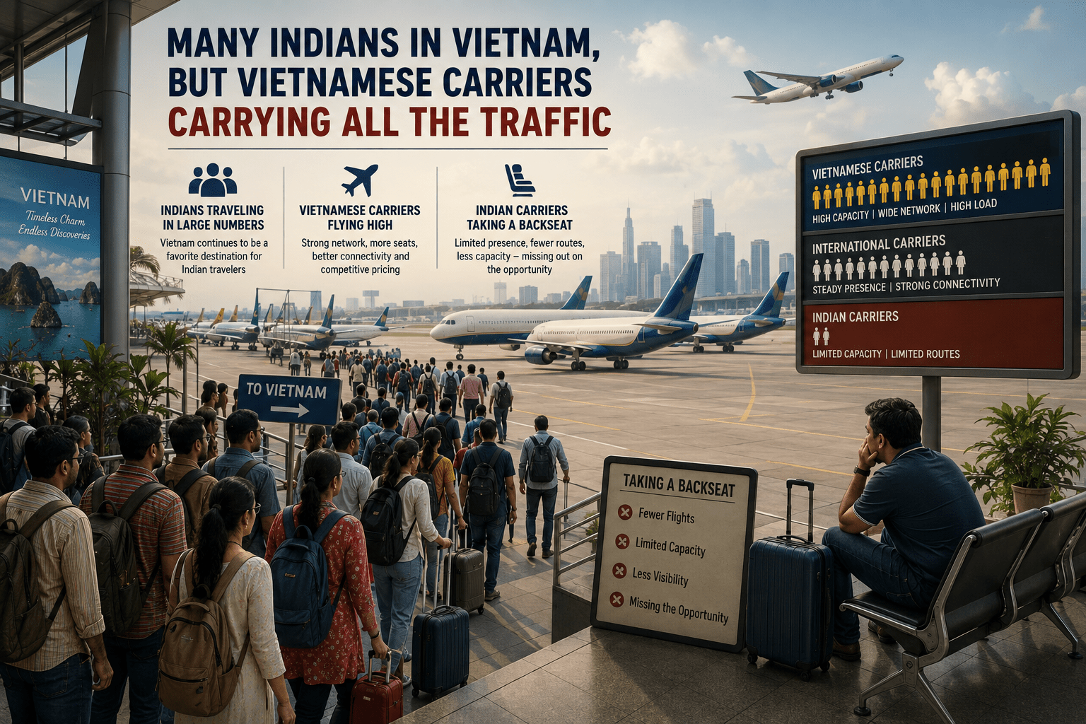 India Vietnam traffic is skewed in favor of Indians, but India Vietnam capacity is dominated by Vietnamese carriers