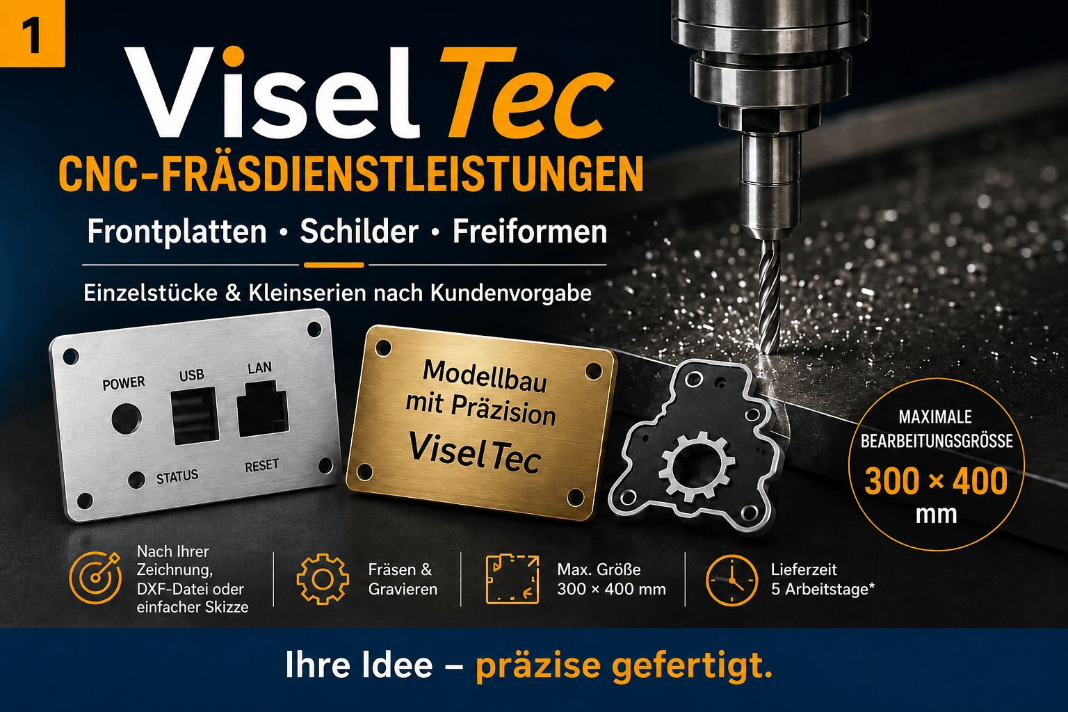 CNC Fräsdienstleistungen - Frontplatten, Schilder, Gravuren