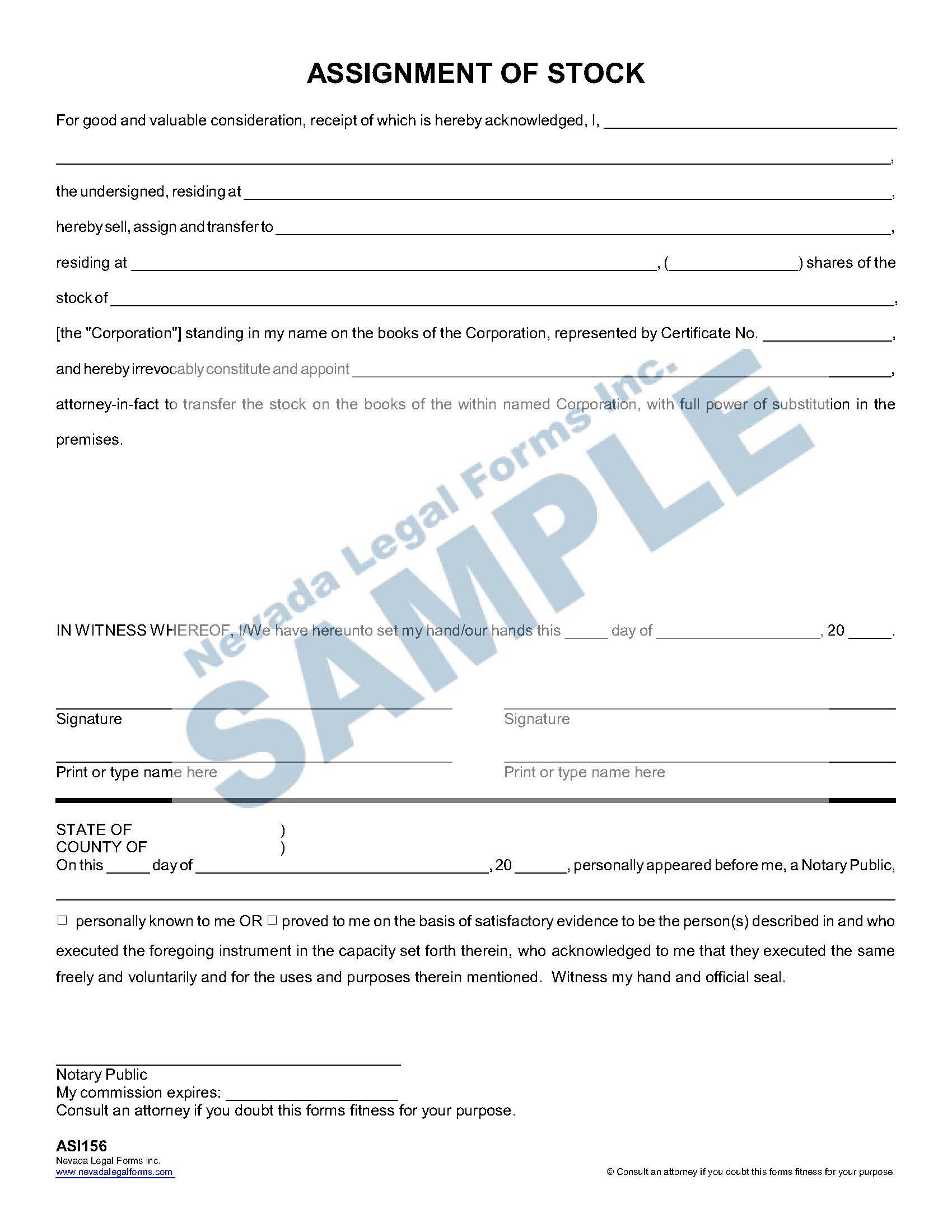 (please furnish taxpayer identification number for each assignee). Assignment Of Stock Nevada Legal Forms Services