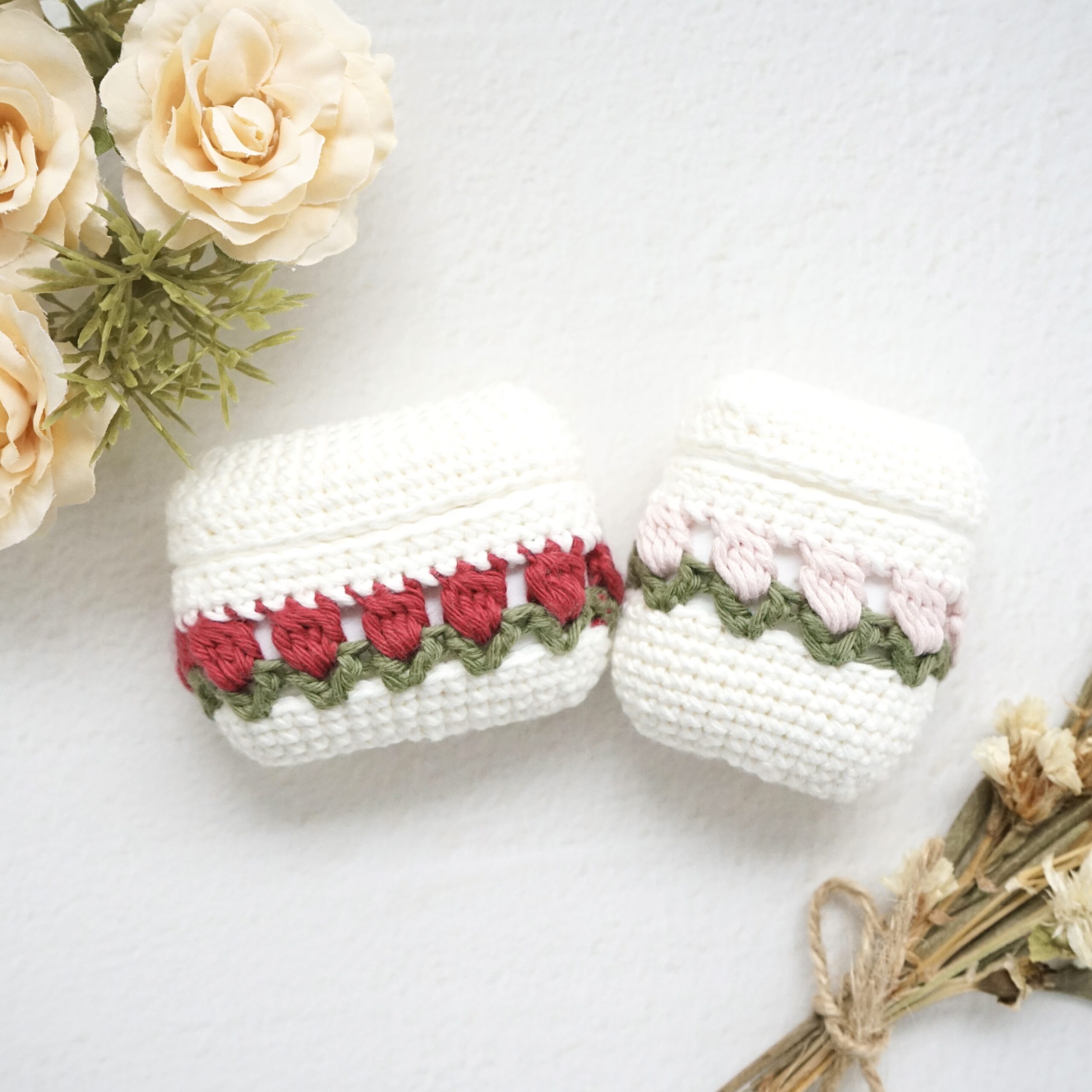 AirPods第1.2.3世代、Airpods pro対応 レトロカラー チューリップ 赤 ピンク