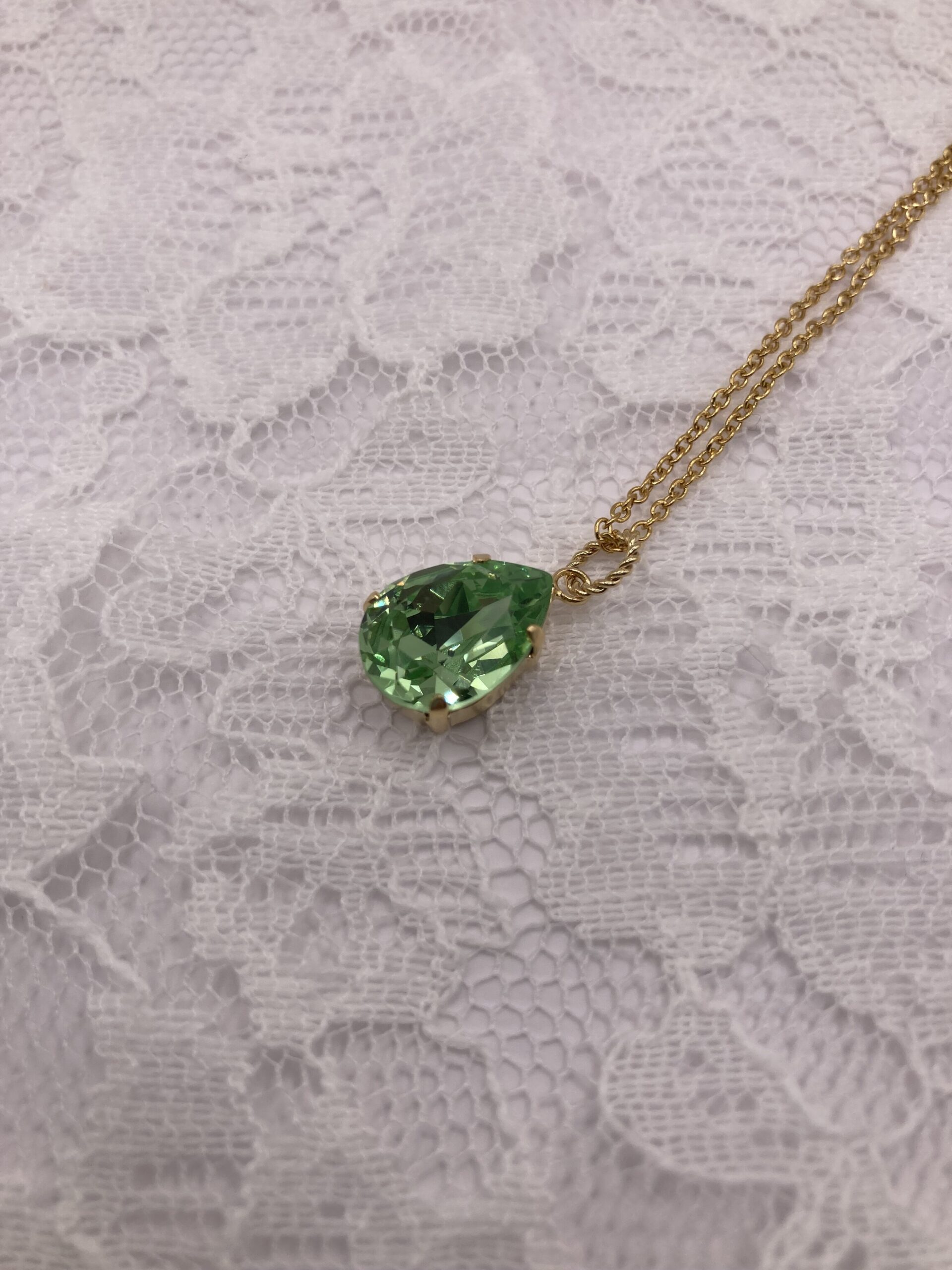 n020 スワロフスキークリスタル ドロップネックレス(グリーン) - 画像 (2)