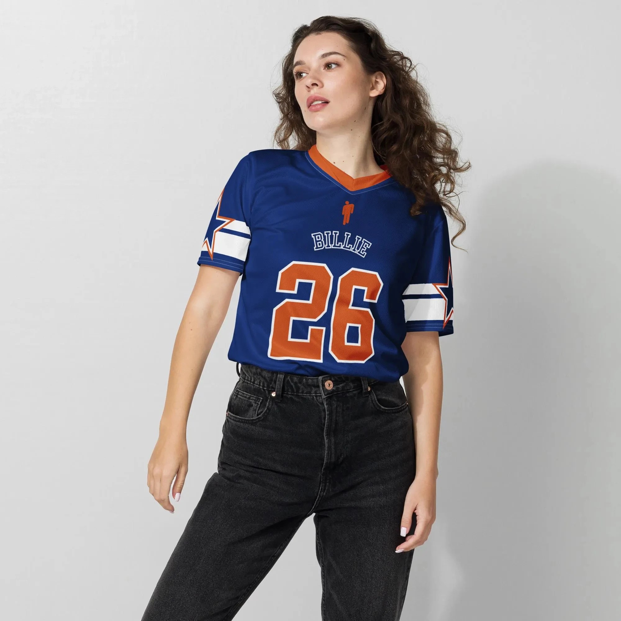 Billie Eilish Concertkleding Trendy Sportieve Stijl Zomer Dames V-hals Korte Mouwen Outdoor Sportief Sneldrogend Los T-shirt