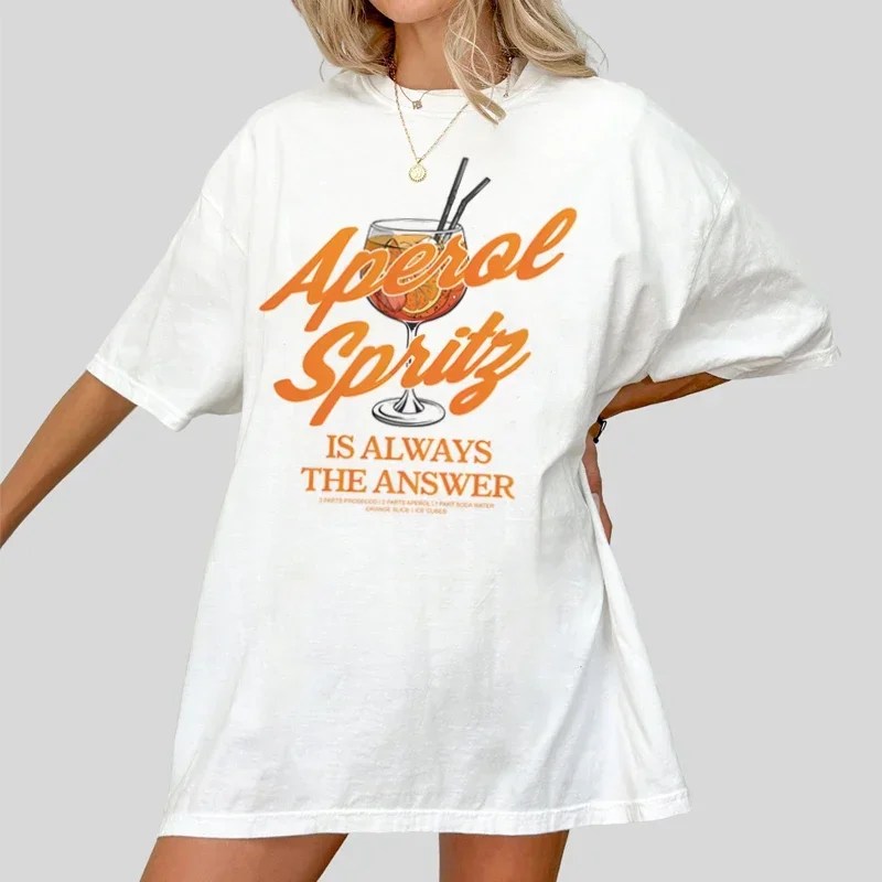 Aperol Spritz Vrouwen Grappige Citaten T-Shirts Retro Alcohol Drinken T-Shirt Losse Cocktail Party Grafische T-Shirts Unisex Tops Geschenken