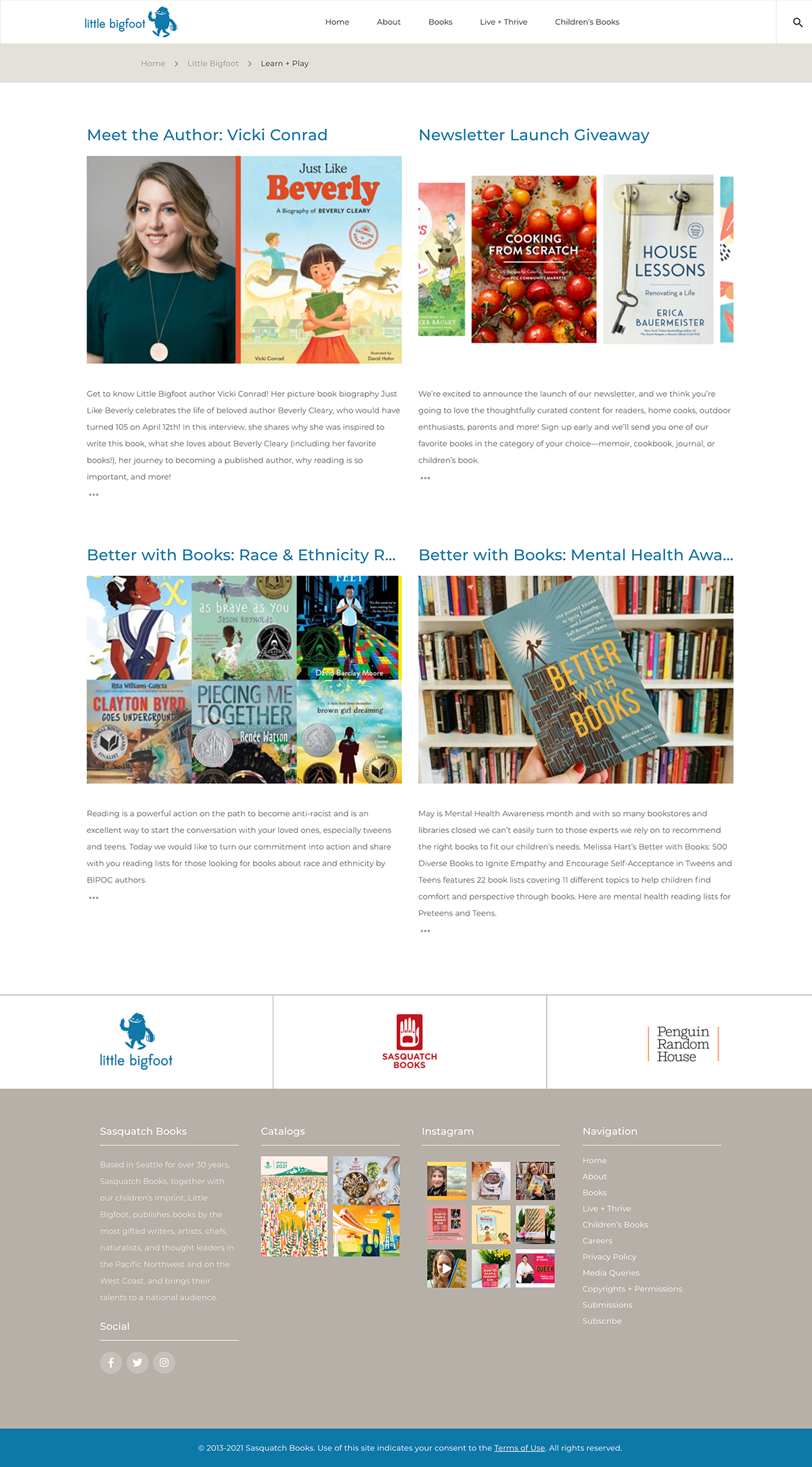 Little Bigfoot Learn+Play (Blog) section of the Saquatch Books Website