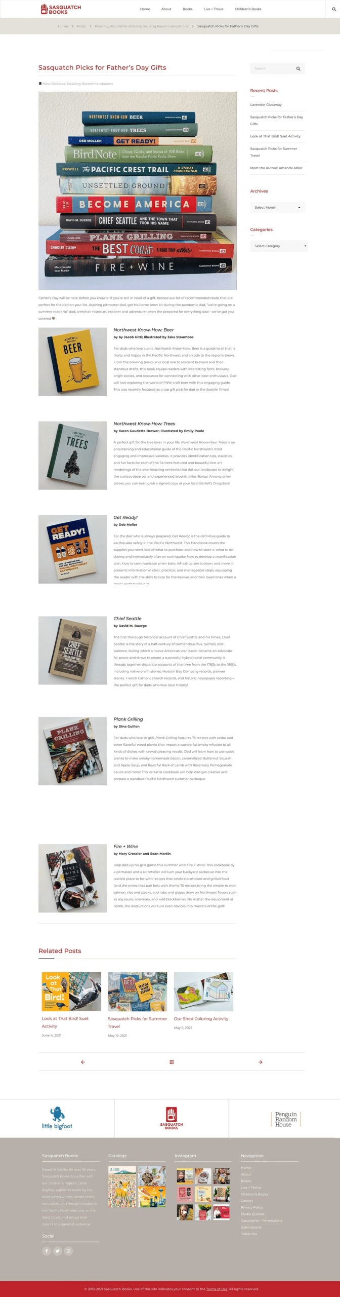 Saquatch Books Website Live+Thrive (Blog) Sample Post