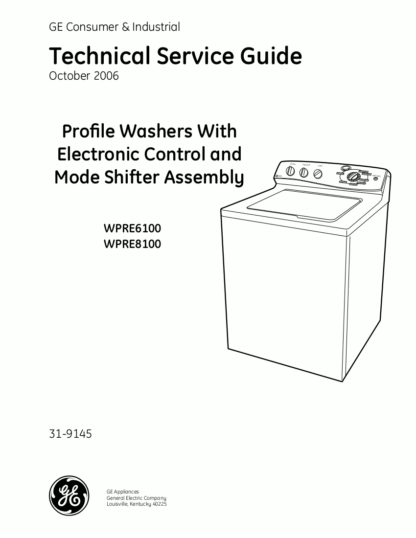 The digital control panel provides a number of wash cycles for different types of fabric. Ge Washer Service Manual For Models Wpre6100 Wpre8100