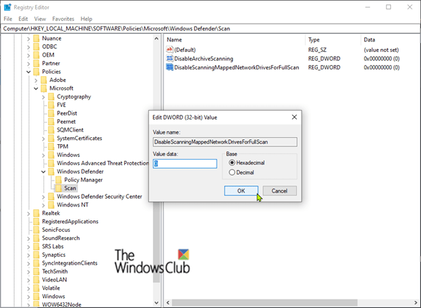 Configure Windows Defender to scan Mapped Network Drives on Windows 10