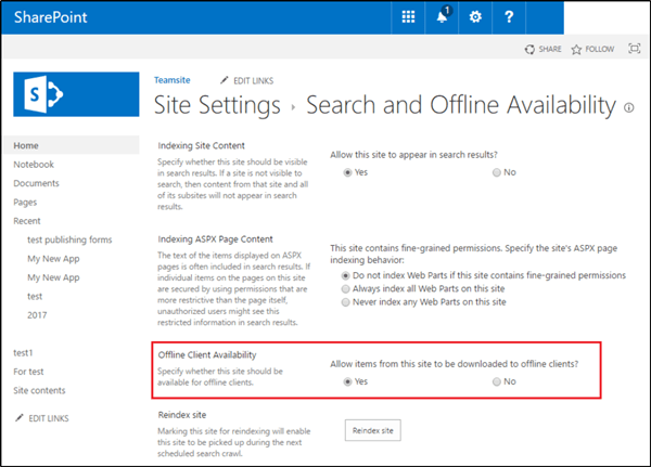 How to enable or disable sync for SharePoint Document Library