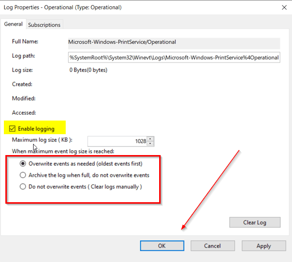 How to enable Print Logging in Event Viewer on Windows 10