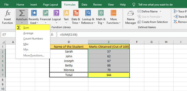 Calculate or Insert Formula in MS Excel