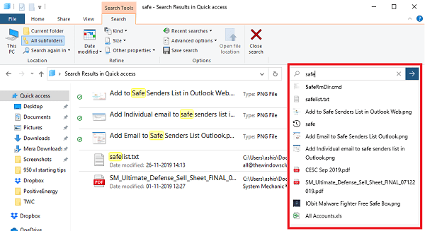 Windows 10 File Explorer Search not working properly