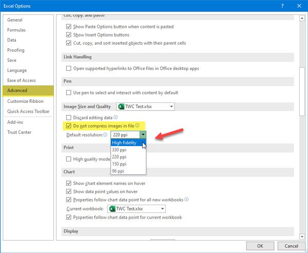 How to disable Image Compression in Office 365 apps
