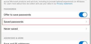 How to manage, edit, view saved passwords in Edge for iPad