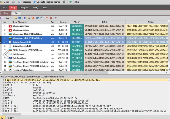 Calculate and verify checksum and hashes of files with PS Hash for Windows 10