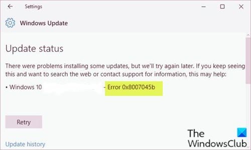 Fix Windows Update error 0x8007045b on Windows 10