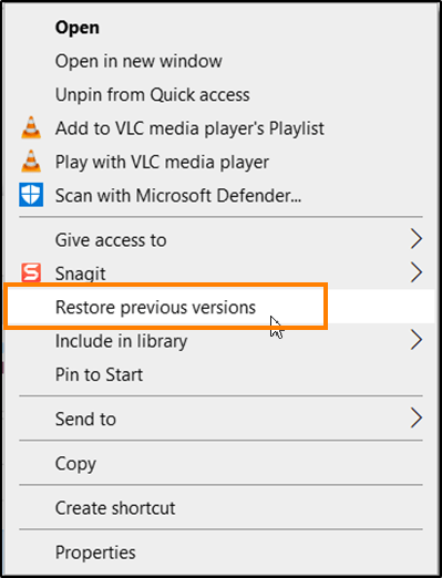 How to remove Restore previous versions entry from the Context menu in Windows 10