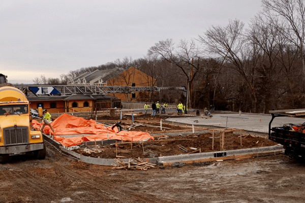 Parking lot concrete pour