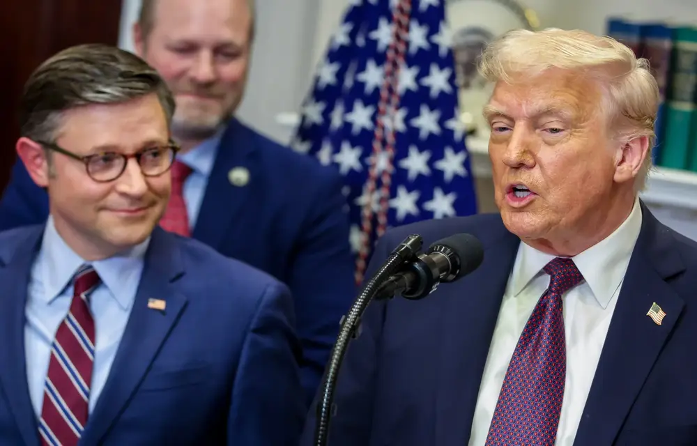Mike Johnson Accidentally Mocks Trump (TWICE!) During Trainwreck Interview