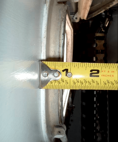 image from inside the boat on where to measure the flange.