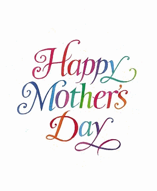 Happy Mother's Day written in rainbow colored script.