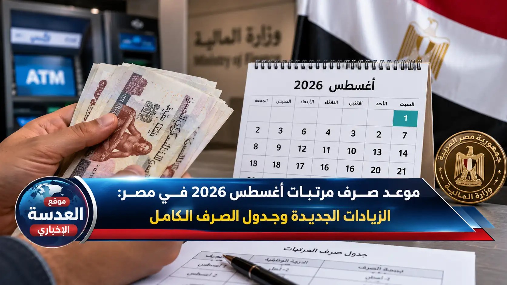 موعد صرف مرتبات أغسطس 2026 الأحد 23 أغسطس - إعلان وزارة المالية