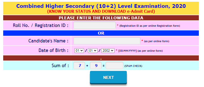 SSC CHSL 2020 Admit Card