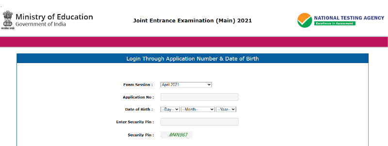 JEE MAINS April Session Admit card