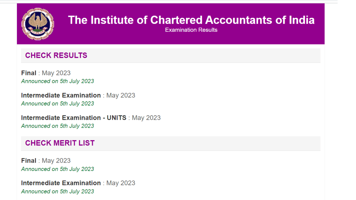 ICAI CA Inter & CA Final May 2023 Result