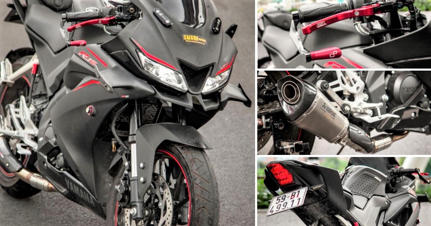 Meet Yamaha R15 V3 With Motogp Winglets Akrapovic Exhaust