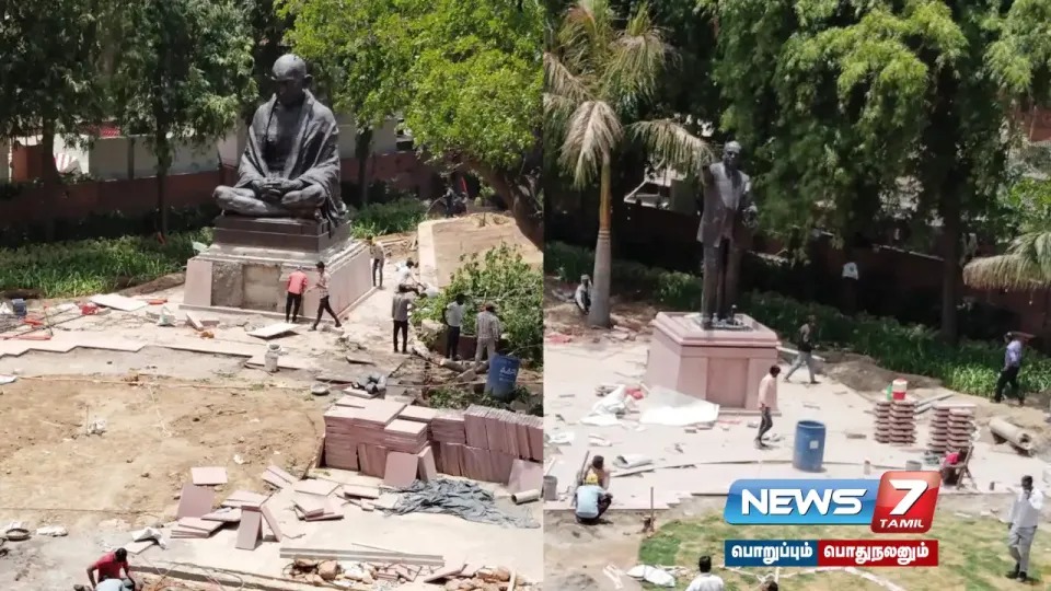 நாடாளுமன்ற வளாகத்தில் தலைவர்களின் சிலைகள் இடமாற்றம் ஏன்?  காங்கிரஸ் குற்றச்சாட்டு