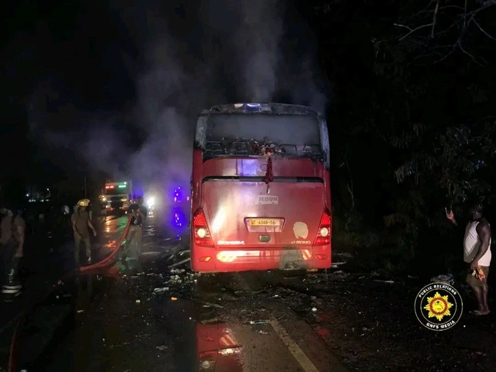 Moving Bus Catches Fire in Central Region