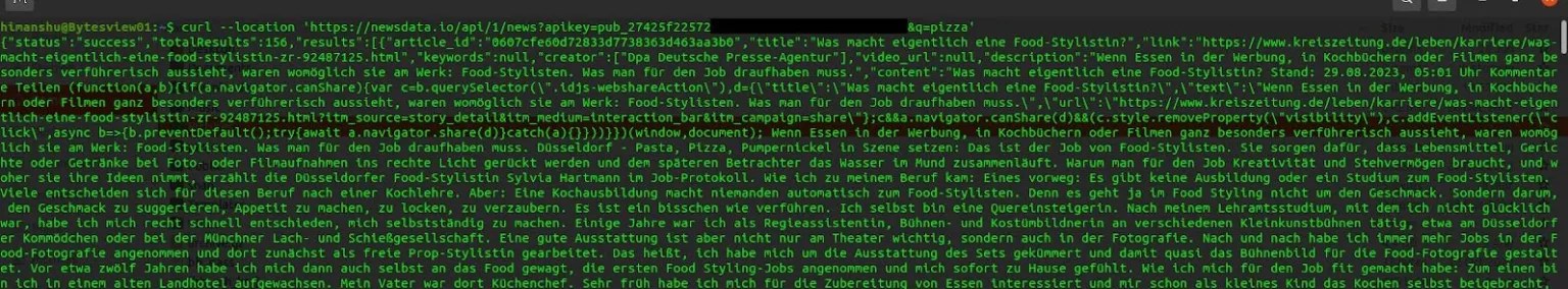 cURL first API request