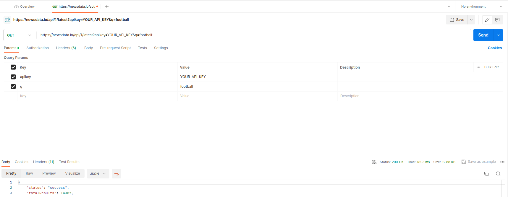 Making first API request with Postman