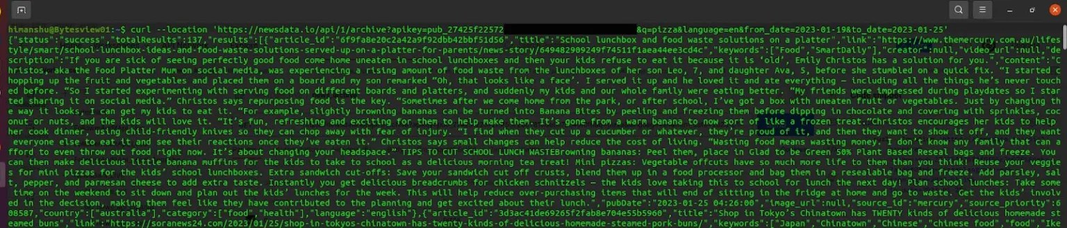 FIrst API request with cURL