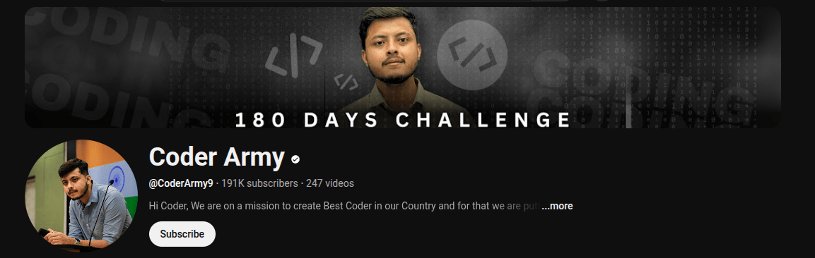 Coder Army, this channel stands out with its free, in-depth educational videos about data structures & algorithms, ranging from beginner to advanced courses.