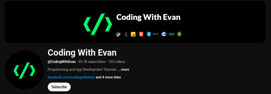 Coding with Evan provides you with programming and app development tutorials across multiple platforms.